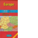 Europa (politica + reteaua feroviara)(1: 7 000 000, romana - engleza)