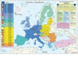 Harta de perete Uniunea Europeana 100x70 cm sipci lemn